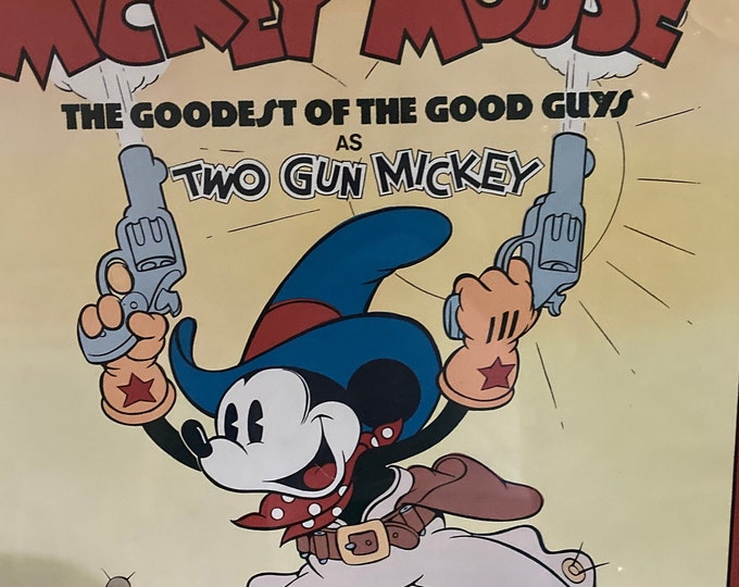 Art Disney TWO GUN MICKEYMouse Framed Poster