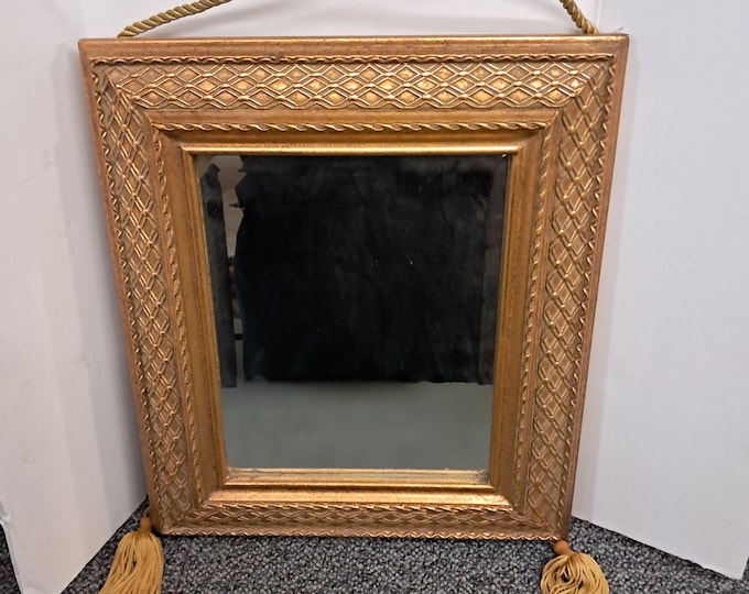 Vintage Gold Carved Wood Frame Beveled Mirror