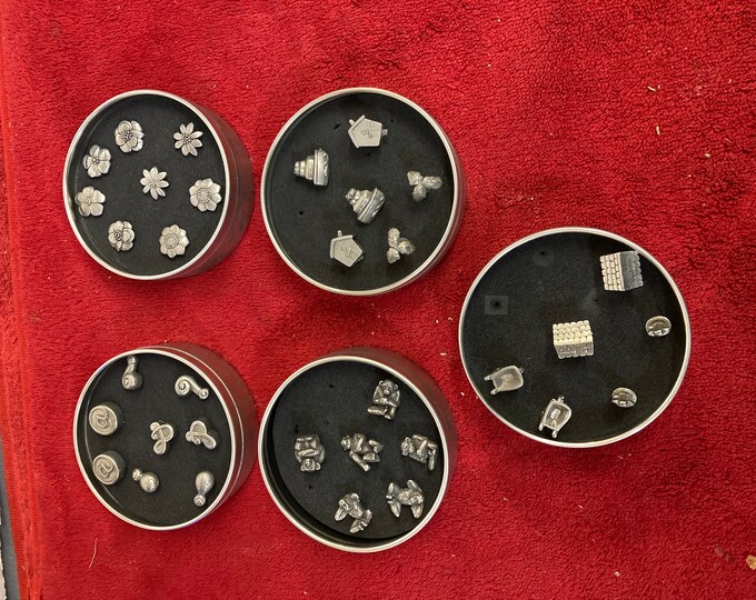 5  sets of Pewter Push Pins by Robinwood of Boston Metal Container