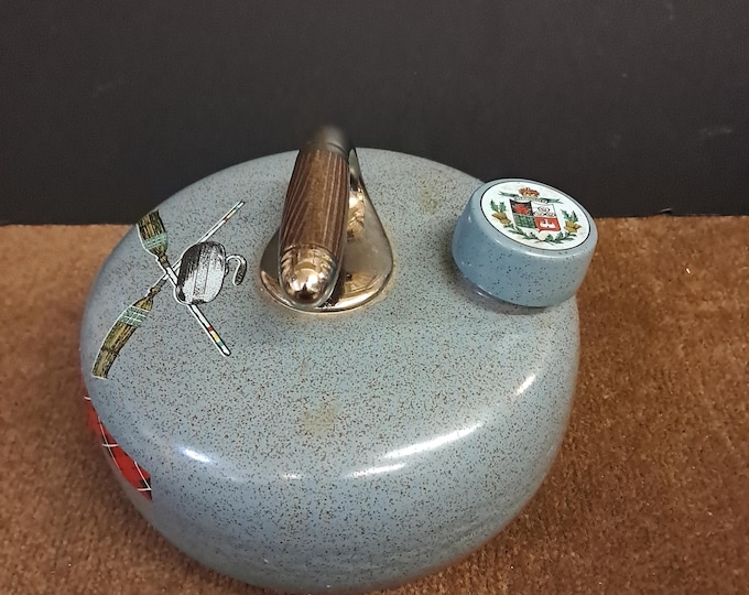 Vintage 1976 Clem Harvey Spirits  Curling Stone Decanter. World Wonders.