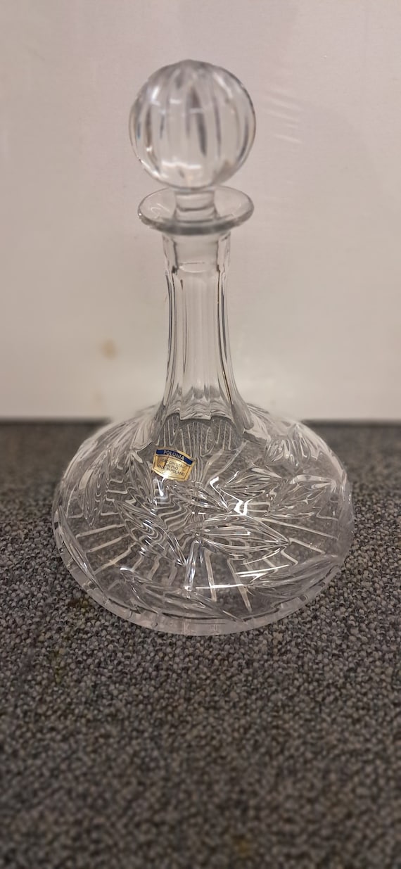 Polonia 24% Lead Crystal Hand Cut Decanter Bottle Made in Poland