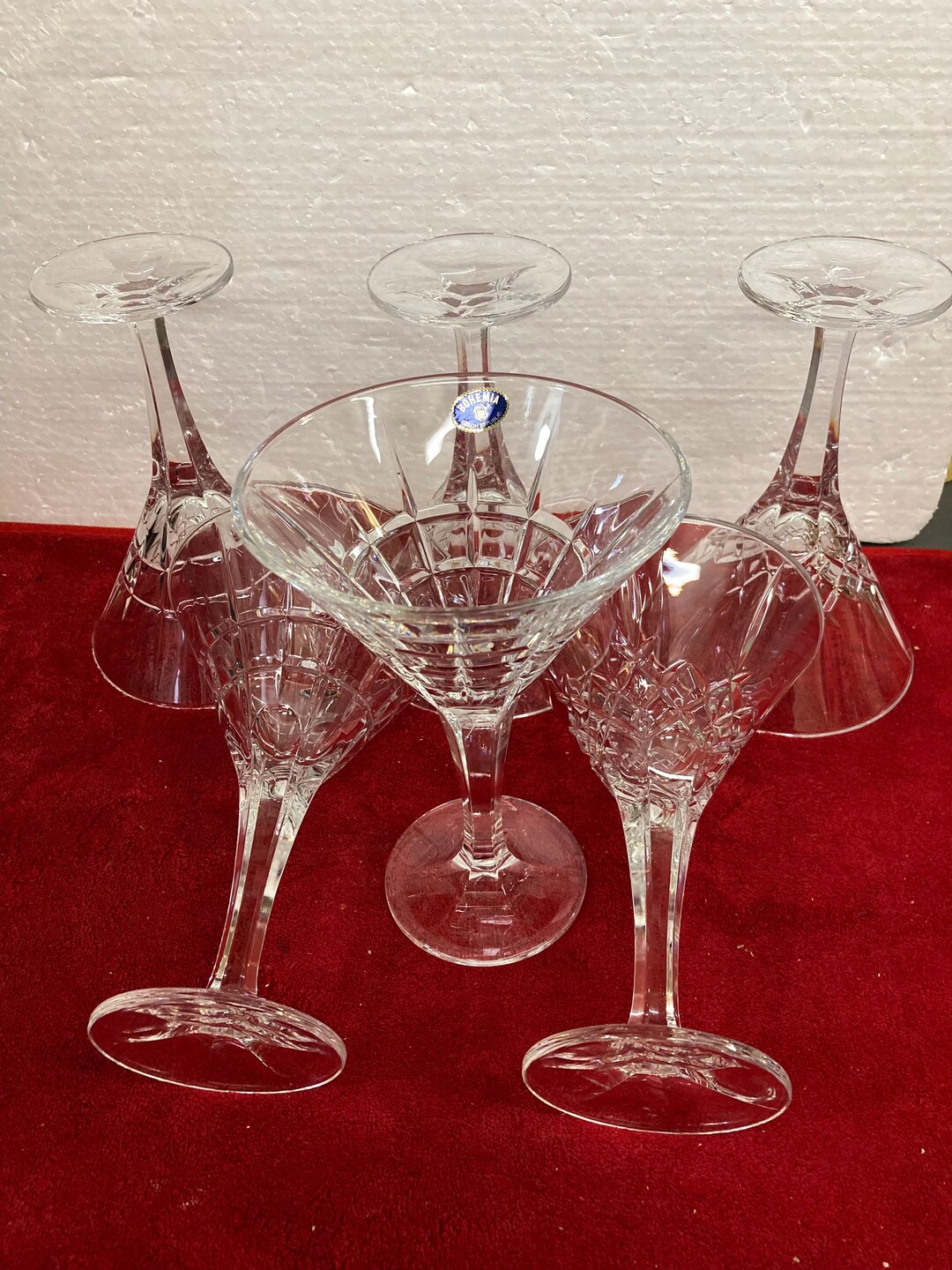 Set of Six Vintage Bohemia Crystal Martini Glasses Etsy
