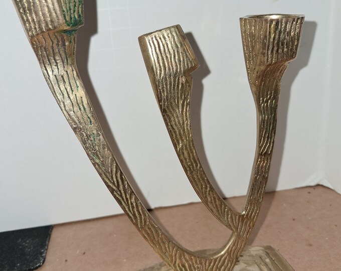 Vintage Waimberg Brass 3 Arm Candle Holder Made In Israel