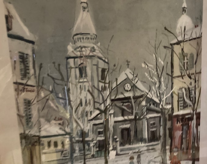 Vintage Utrillo Print, L'Eglise Saint-Pierre Paris, 1955