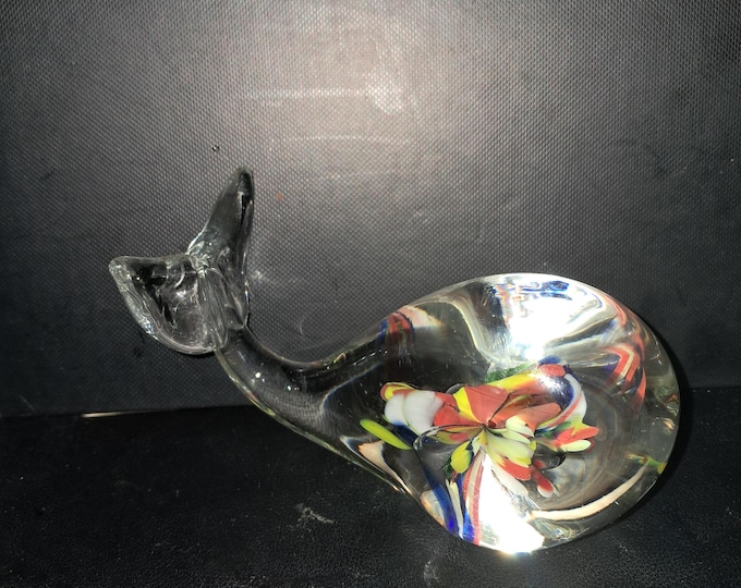 Vintage Glass Whale Paperweight Martha's Vineyard