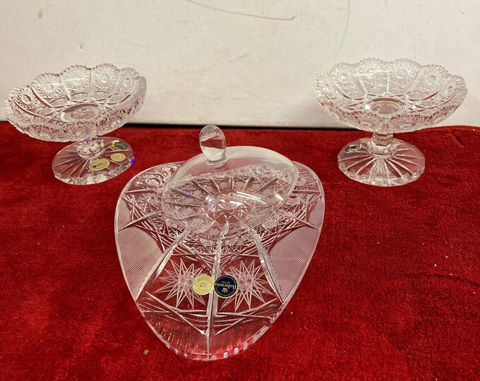 4 Piece Tom Bohemia 500 K  Hand cut Lead Crystal 24%  pbo