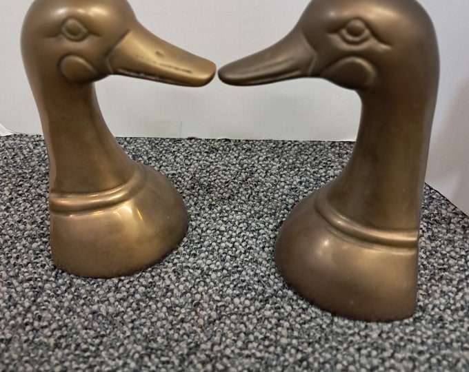 Mid-Century Brass Duck Bookends.