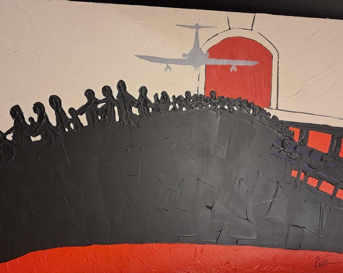 Hand Painted   Modern Abstract Oil Painting, Framed Wall Hanging, Signed