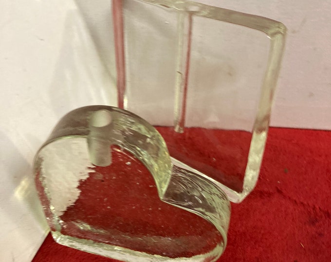 Handmade Clear Glass Heart Shaped  and Square Shape  Candle Holders