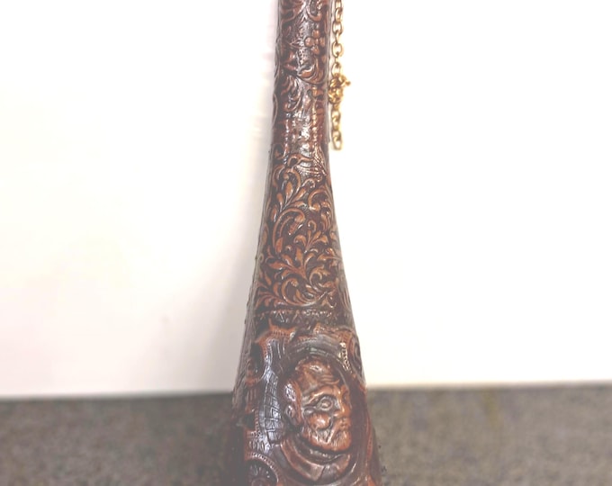 vintage  Spanish  Tooled leather liquor bottle