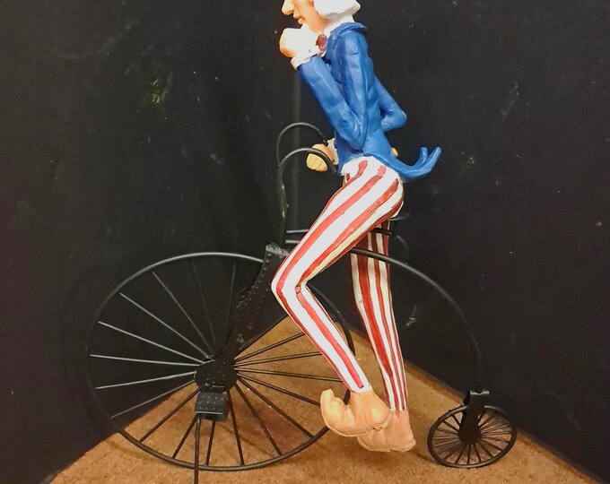 Uncle Sam Bike Ride, Resin Figurine Creative  Art Ornament