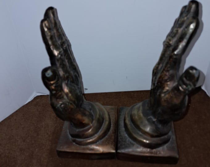 Pair of Retro Cast Praying Hands Bookends