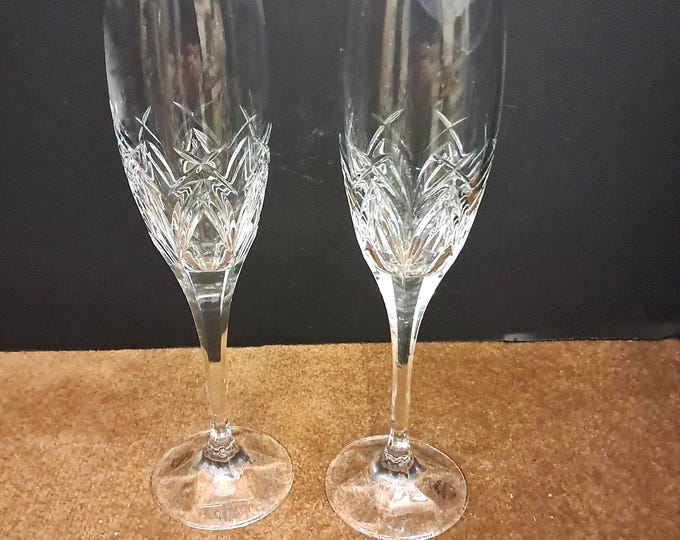 Vintage Towle Crystal Fluted Champagne Glasses