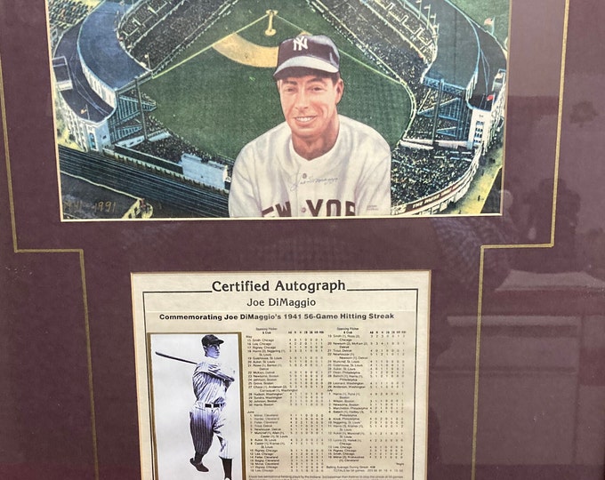 Joe DiMaggio Certified Autographs Ltd Framed Photo Stats & Auto New York Yankees