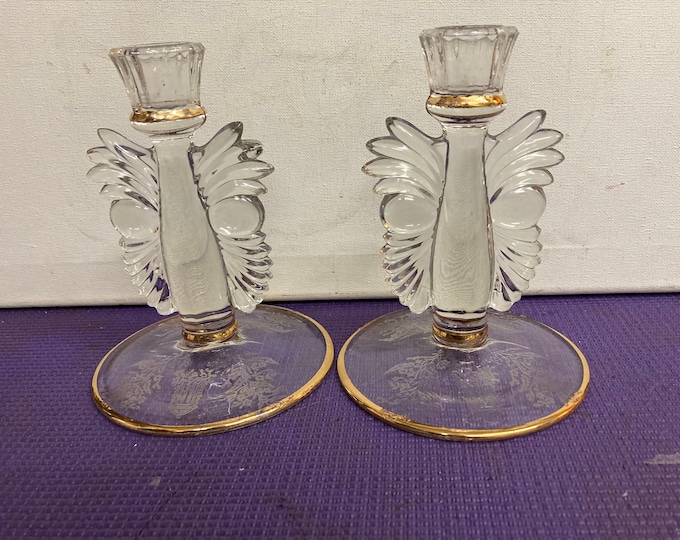 22 Karat Gold Encrusted Candlesticks Vintage