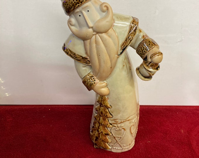 White Ceramic Father Christmas, Glazed and Unglazed