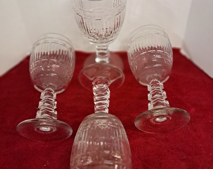 Set Of Triple, Rock Pattern Layers Crystal Wine  Glasses