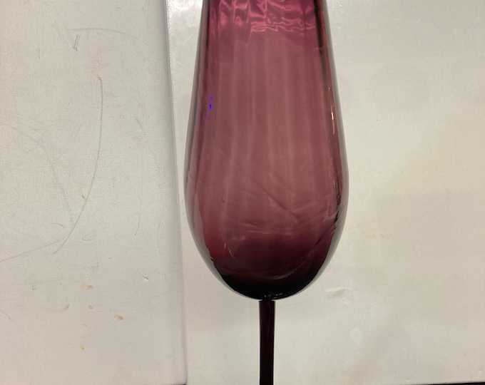 Tall Vintage Empoli Glass Amethyst Purple Balloon Vase