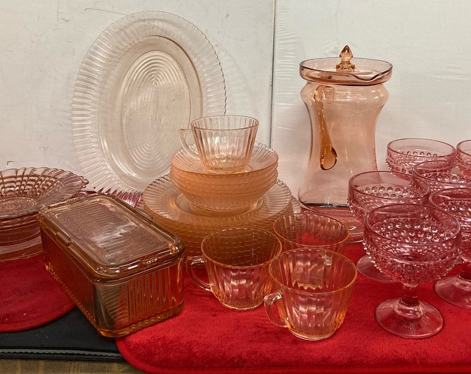Antique Depression Glass  Era  Pink,34  Pieces