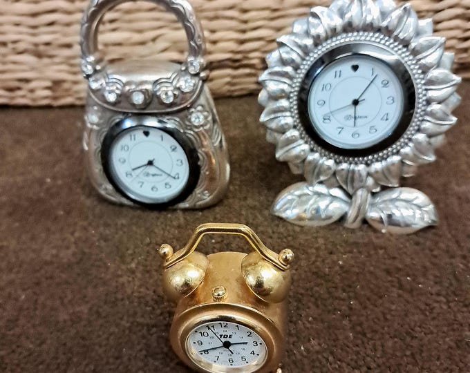 3 Miniature Decorative Clocks. Brighton  and  TDE