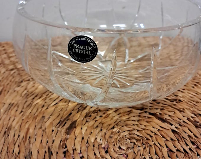Prague Line Crystal Cut Lead Crystal Clear 7” Spring Bowl 24% New