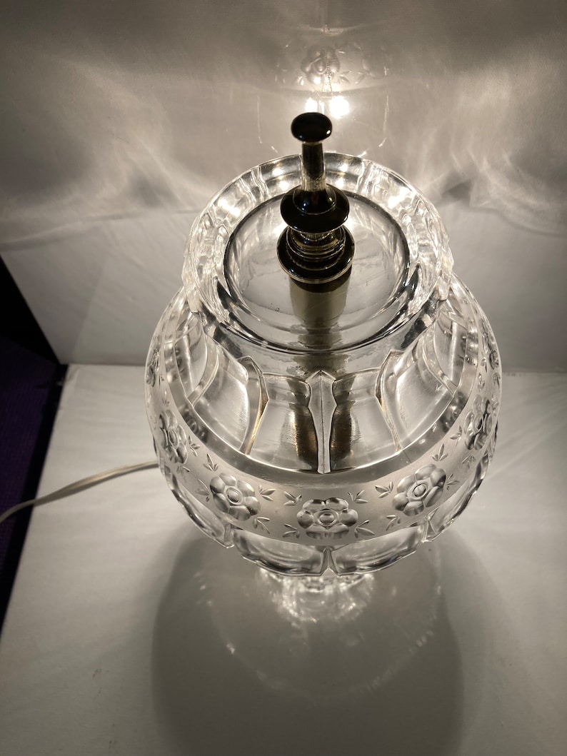 VINTAGE Cut Crystal Glass Lamp Base & Shade 16 - Etsy