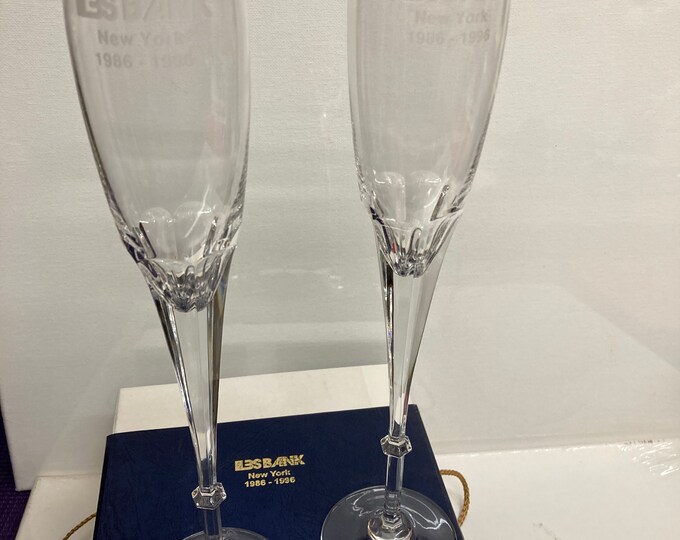 Pair of Handmade Rogaska  Full Lead Crystal, Champaine Glasses  Made In Slovenia