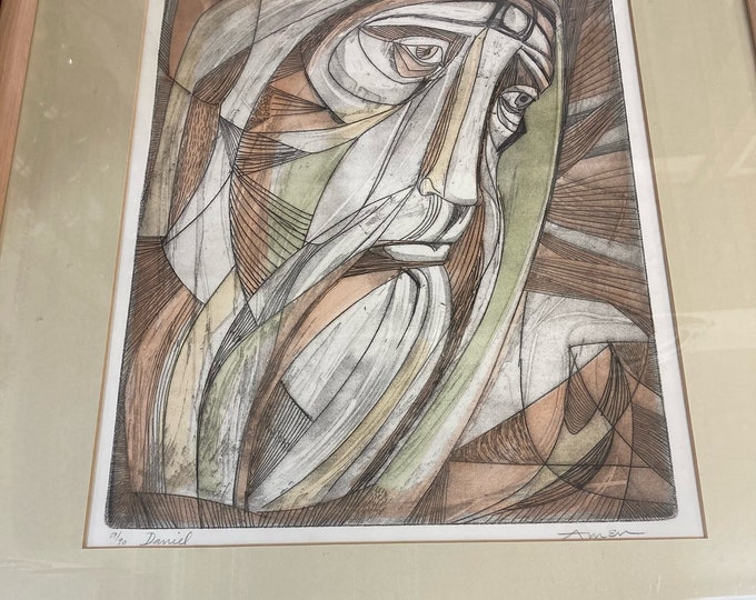 Irwin Amen Signed & Numbered  Hand-colored etching  of  Daniel 29/90