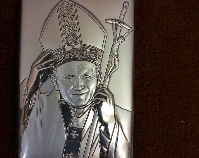 Religious Picture of Pope John Paul II Bilaminate Sterling Silver