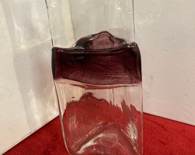 Signed and  Dated TWo Colors Art  Glass Vase