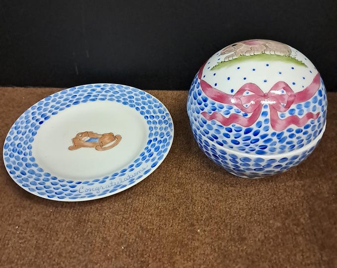 Set Of Limoges Set Trinket Cup with  Lid  and  matching Plate