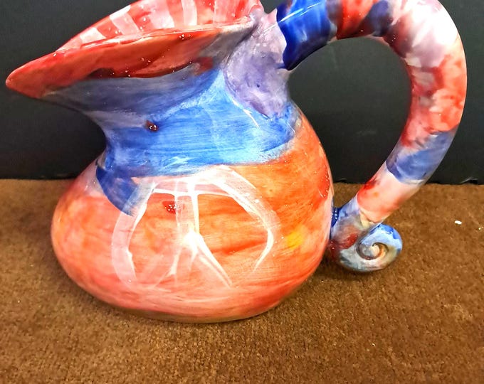 Picasso Handmade, hand Painted   Ceramic Pitcher