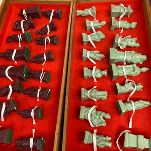 Vintage Handmade Chess Set With Board