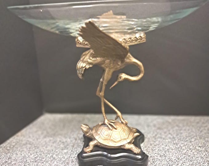 Castilian Handmade  Bronze Art Nouveau   With Handblown Custom Made  Glass Bowl