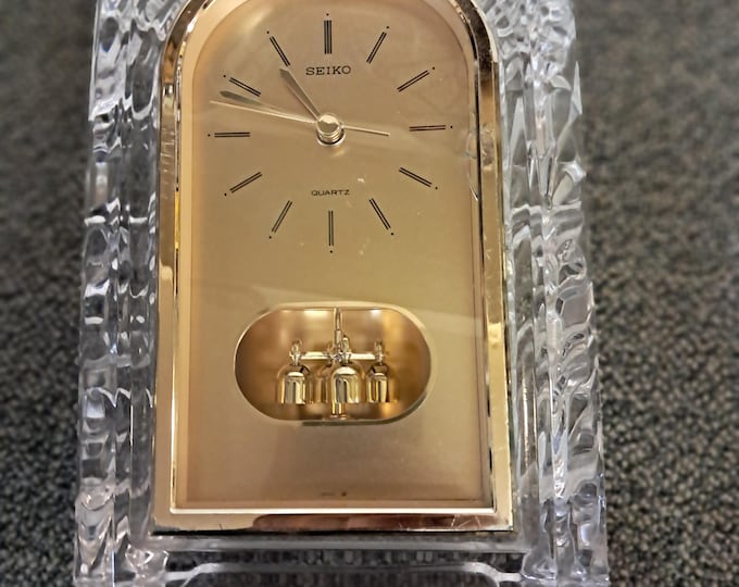 Seiko Mantel / Desk Clock,Solid Beveled Glass Case