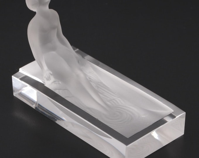 Art Deco  Frosted Glass Nude Woman Bathing Glass Soap Dish