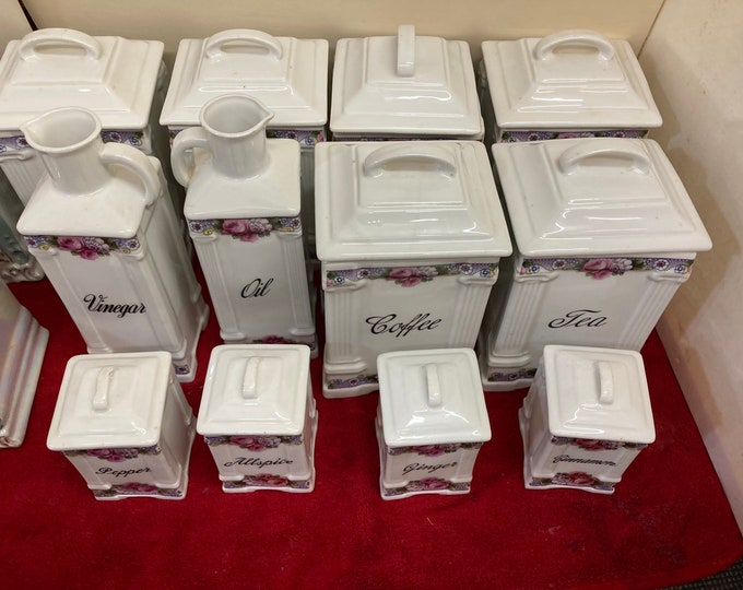 Vintage 12 PCS  Mepoco Ware , Made in Germany ,Canister Spice  Set