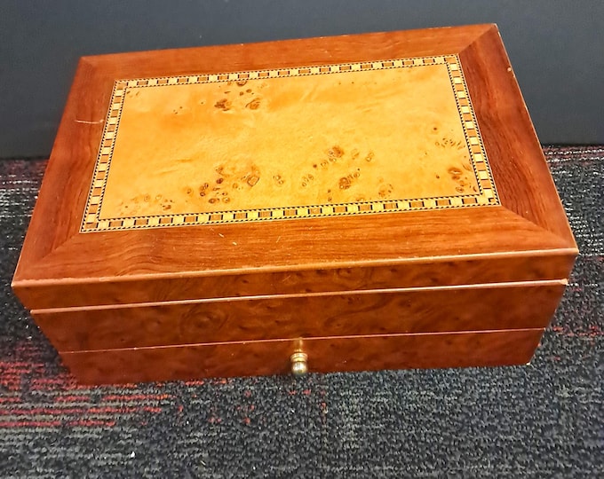 Mahagony Inlaid Jewelry Box with removable compartment