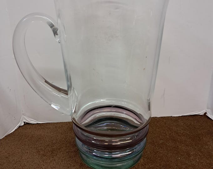 Vintage Block Crystal Milo Color Iridescent Rings 10” Pitcher