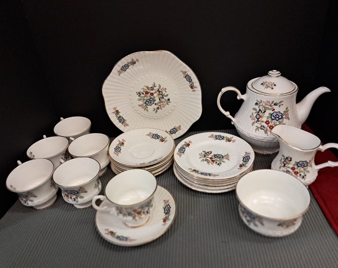 ROYAL TARA HARMONY Fine Bone China Flowers & Butterfly Ireland Tea Set