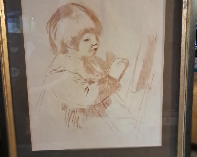 Antique Framed Renoir Print: "The Small Painter" Arthur Rothman