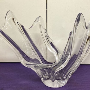 COFRAC Art Verrier France Wave Form Sculpture Crystal Bowl