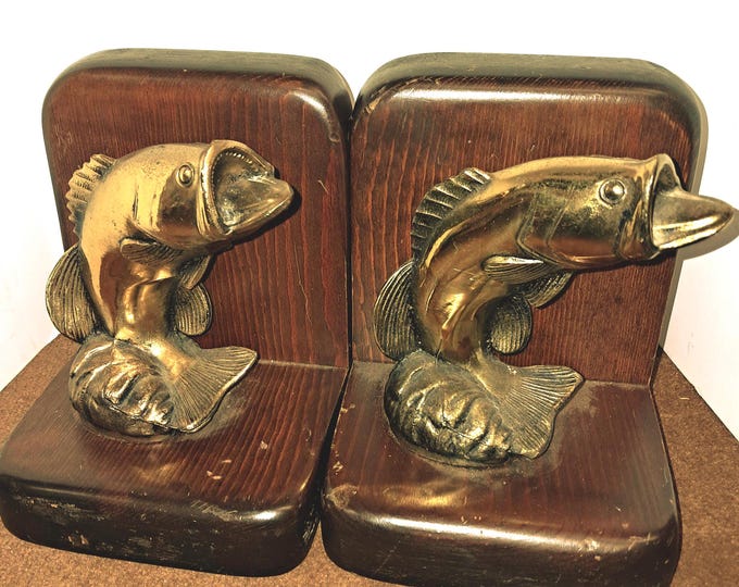 Vintage Cornwall Wood Products, Brass/ Wood  Bookend