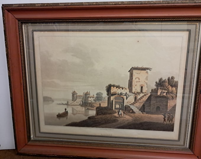 Vintage Framed Lithograph: Rosiere, Clisson Castle - 1815