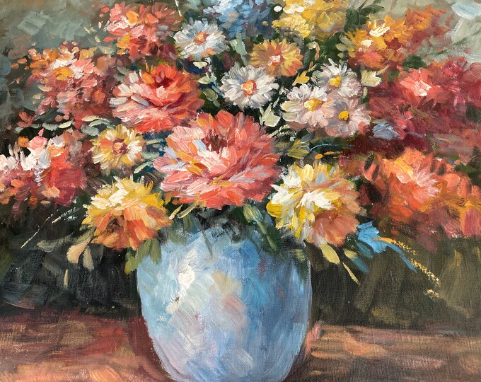 Vintage Impressionist   "Flowers In Vase"