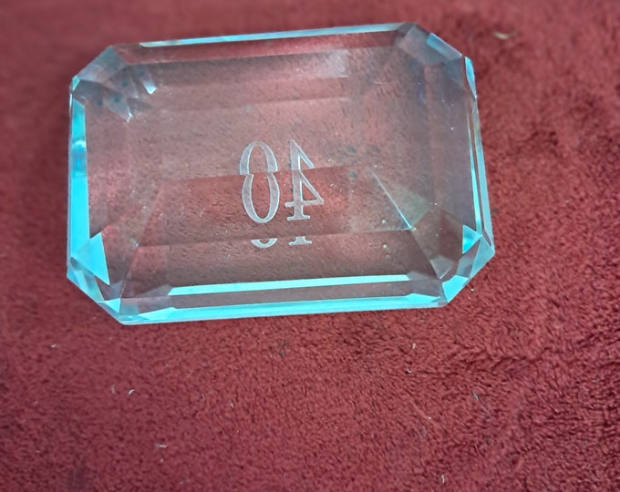 Tiffany & Co Emerald Cut Paperweight Clear Crystal Glass Vintage,40th Birthday