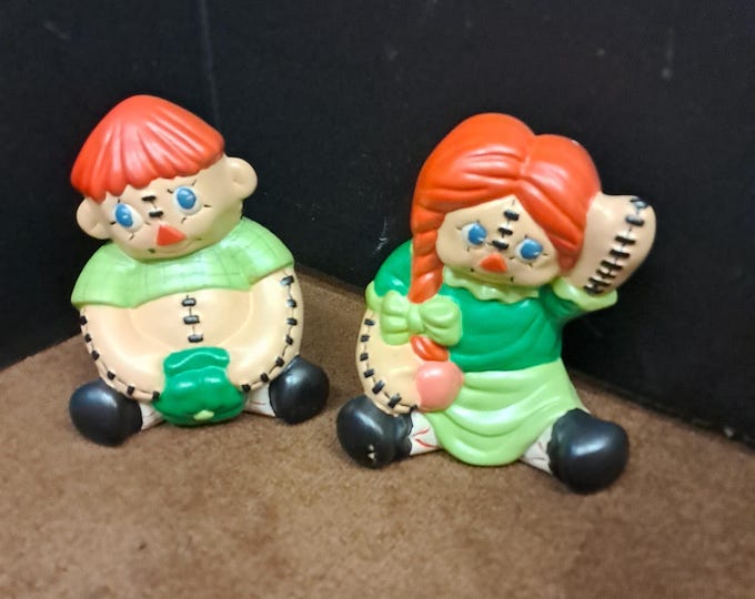 Vintage Raggedy Ann & Andy Ceramic  Figurines,1973