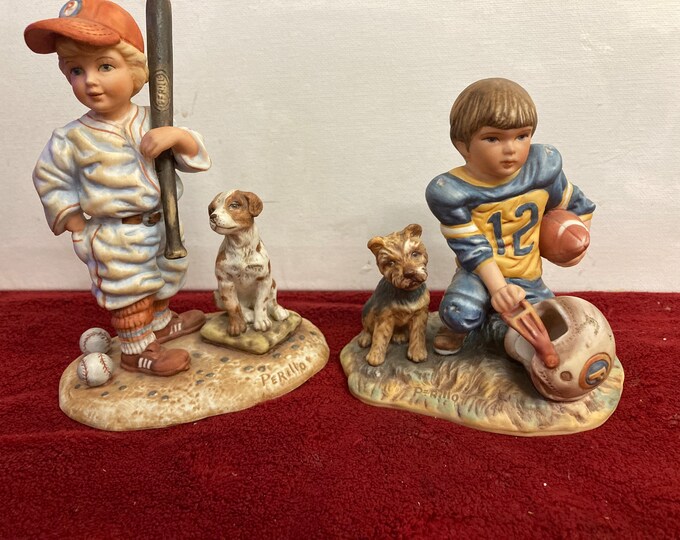 Gregory Perillo Porcelain Figurines: The Quarterback & The Big Leaguer
