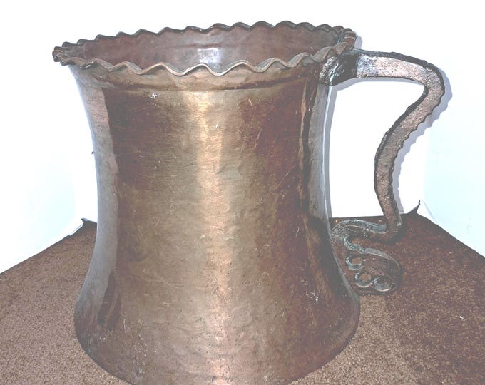 Antique Copper Mug: French Country Farmhouse Decor