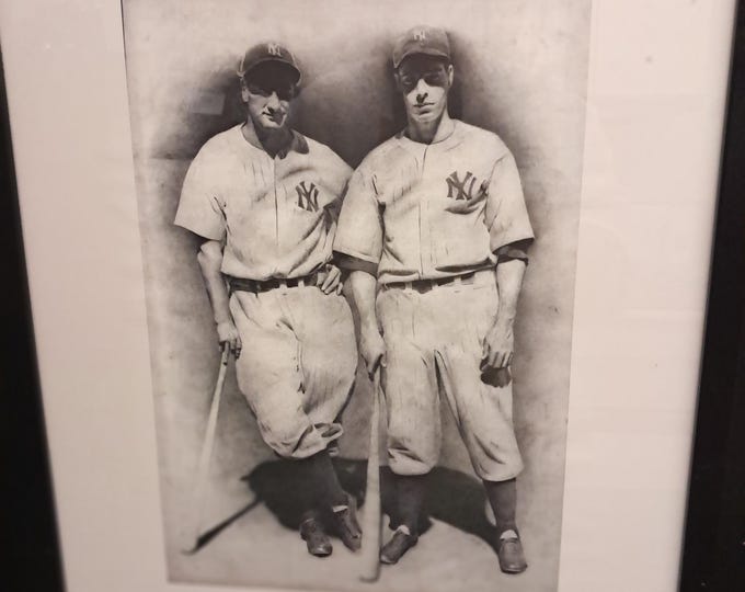Joe Dimagio  and Lou Gehrig Print. Signed Allen Friedlander.